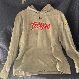 Under Armour Gray Hoodie with Red Terps Logo and Dukes Mayo Bowl logo